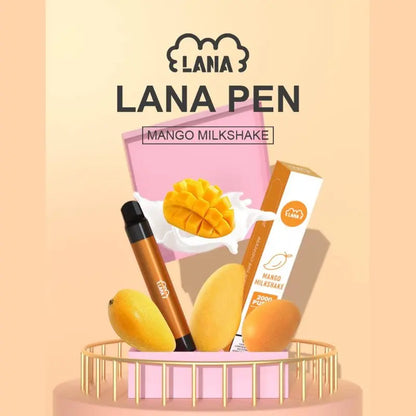 SGVape-Lana-Pen-2000-Puffs-Mango-Milkshake-flavo-ron-a-podium-with-Luxury-gold-yellow-gradient-color-in-the-background-LANA