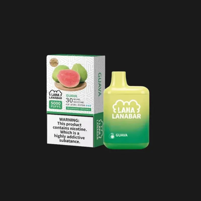 SGVape- Lana-Bar-5000-Puffs,-Guava-flavor-on-a-black-background-LANA